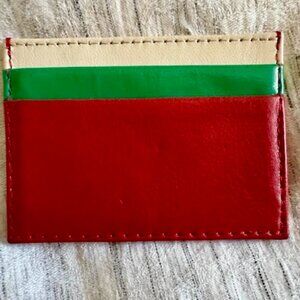Clare V. Adams Card Case in Red/Green/Cream EUC